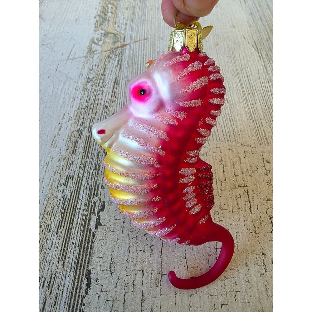 KSA Kurt Adler seahorse pink glitter ornament noble gems Xmas‎ tree